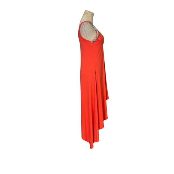 SKY orange crystal encrusted neck detail asymmetrical dress size M - Picture 12 of 16